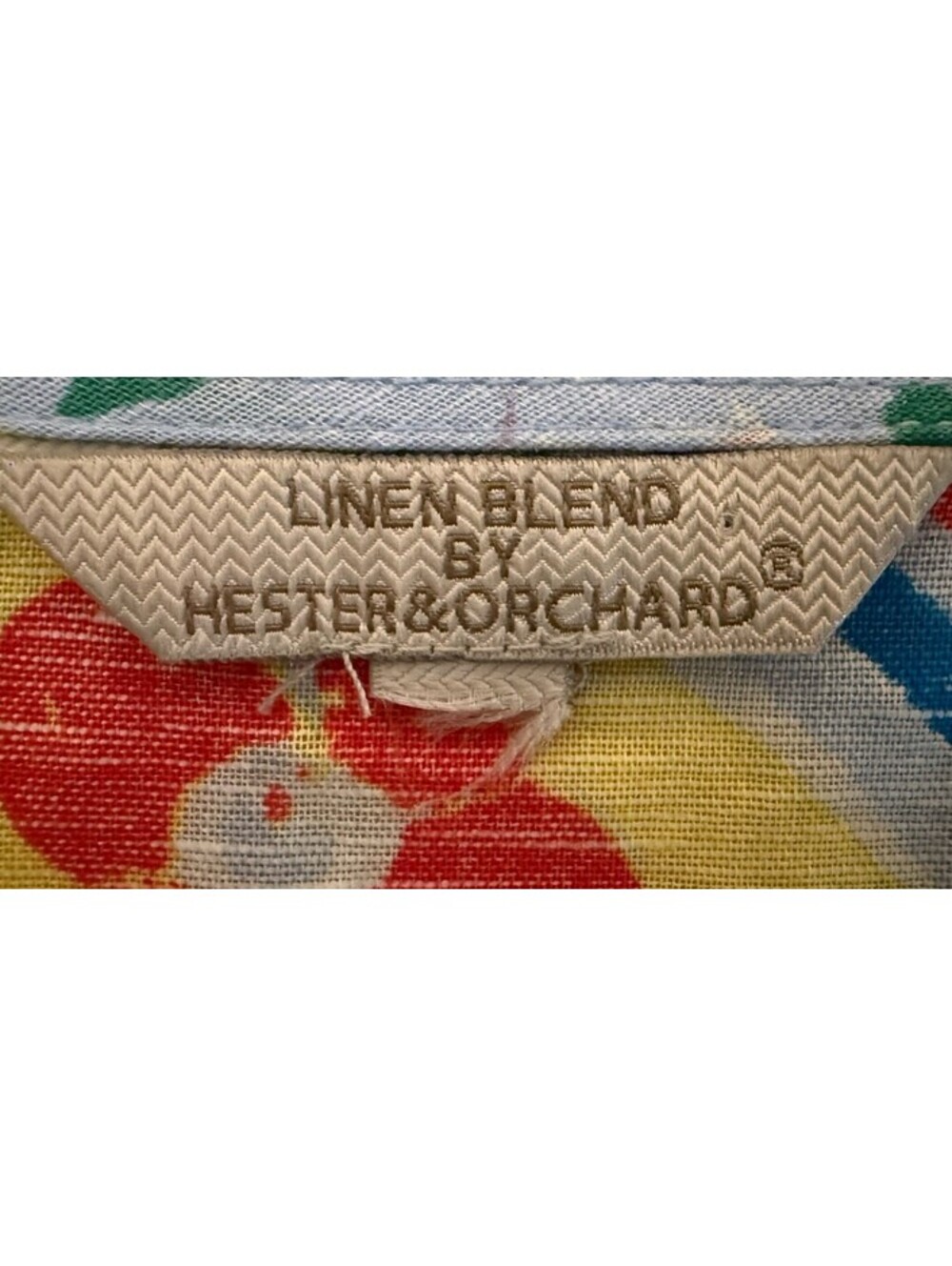 Hester Orchard Womens Large Blue Floral Button Top Linen Blend Blouse 3/4 Sleeve - Picture 8 of 9